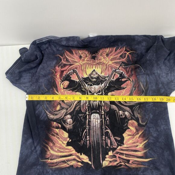 Vintage SKULLBONE Fiery Skeleton Motorcycle Rider Shirt Large Delta Pro Gothic - Picture 10 of 10
